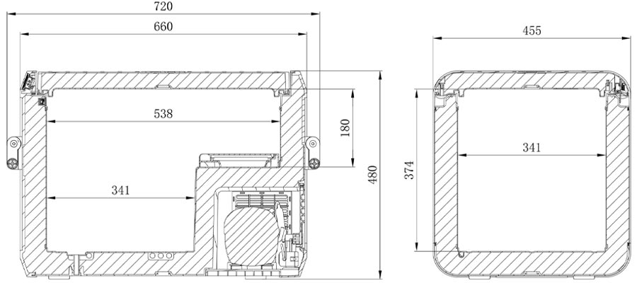 Размеры автомобильного холодильника CFX3 55IM Dometic