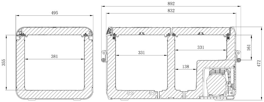 Размеры автомобильного холодильника CFX3 75DZ Dometic